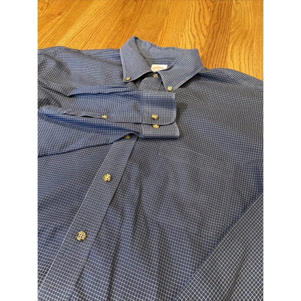 Brooks Brothers‎ Men's Traditional Fit Shirt Navy Check Pattern Cotton Size XL